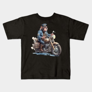 Monkey Biker Retro Motorcycle Kids T-Shirt